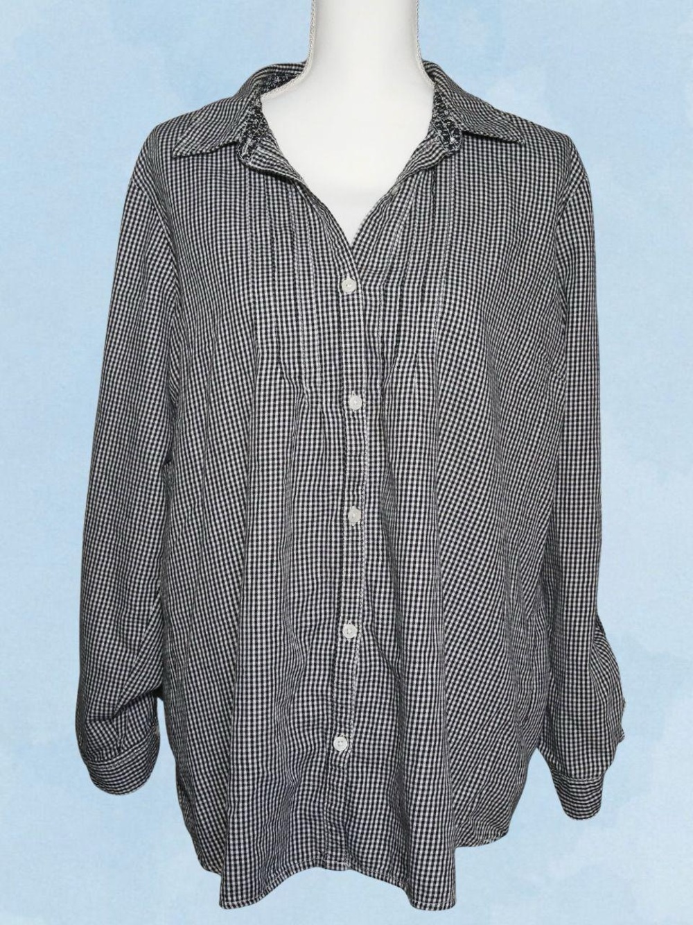 Classic Black & White Gingham Button-Up Shirt